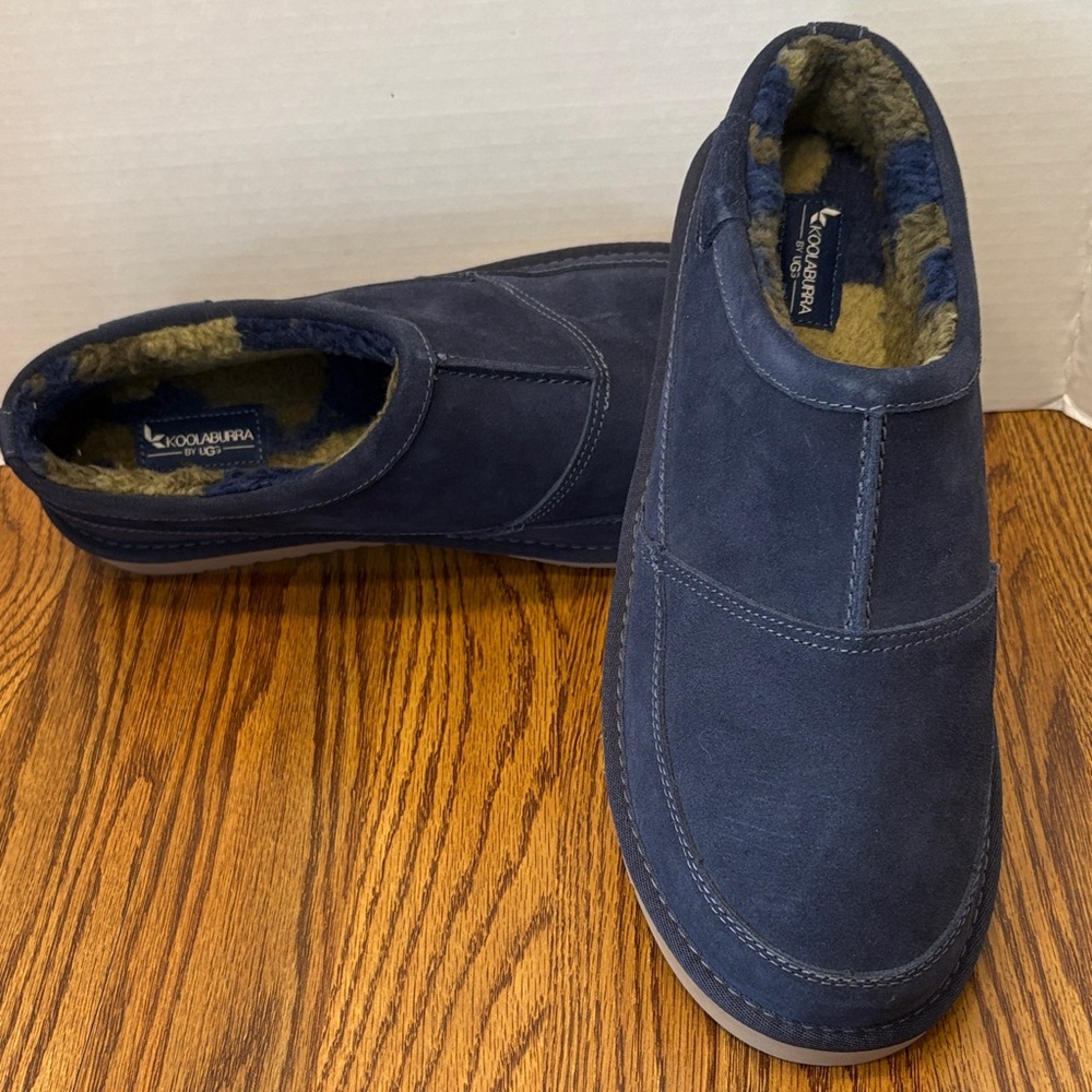 Koolaburra by Ugg Men's Navy Suede Graisen Loafer Slippers, slip-on Size 12, EUC
